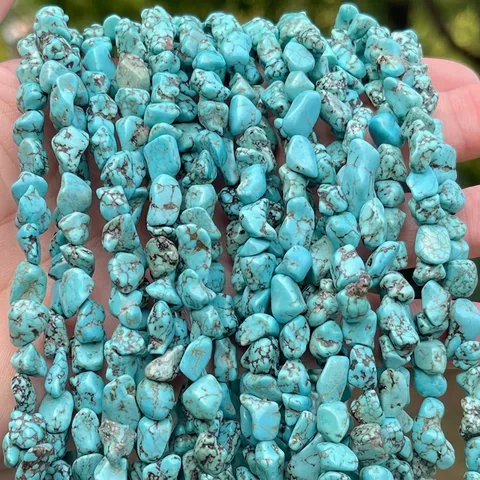 Optimierte Blaue Türkis Rohstein Lose Perlen Unregelmäßige Nugget Polierte Edelsteine Für DIY Armband Halskette Schmuckherstellung