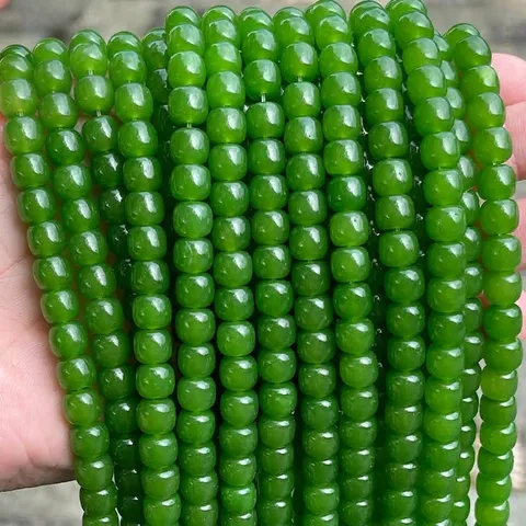 Chalcedony Old Style Loose Beads Imitation Hetian Jade Emerald Spacer Beads For DIY Jewelry Making Semi Finished Strands