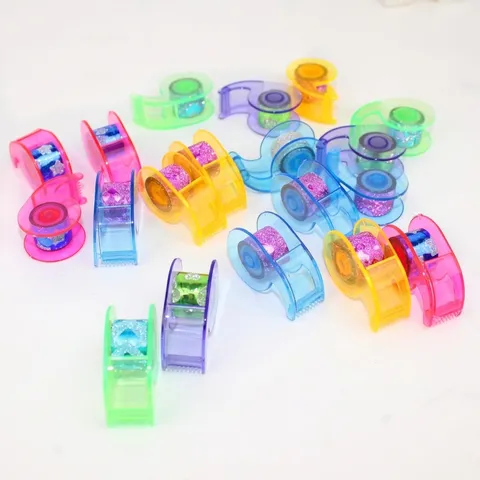 Creative DIY Multicolor Glitter Powder Tape With Plastic Dispenser Sparkly Decorative Adhesive Tape For Scrapbooking Hand Crafts