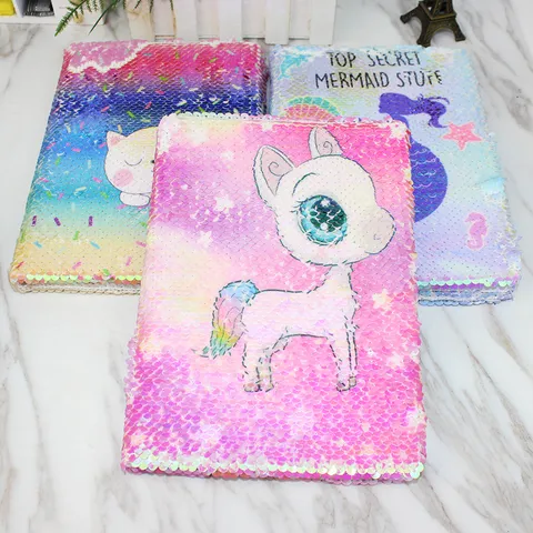 Sequin Plush Notebook Cute Cartoon Animal Diary Journal Creative Writing Pad School Office Stationery Gift