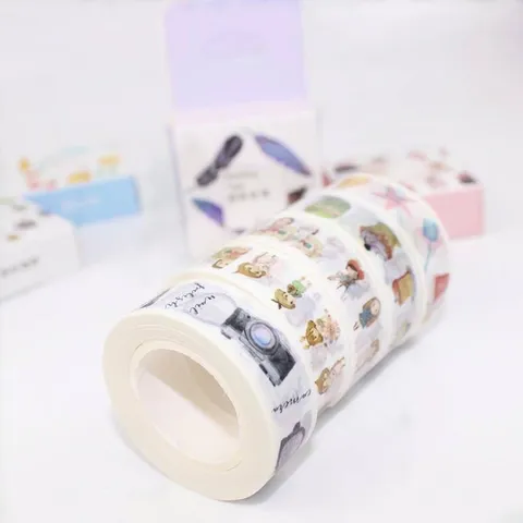 Ruban Adhésif Washi Transparent Coloré Déchirable à la Main Pour Scrapbooking Journal DIY Artistique Imprimé Ruban Décoratif Emballage Individuel