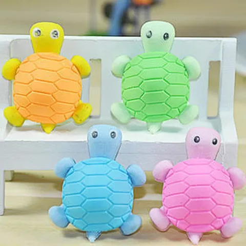 Leuke Cartoon Schildpad Gum Creatieve Leerling Briefpapier Rubber Gommen Meerkleurige Dieren Gum Voor School Kinderen Cadeau