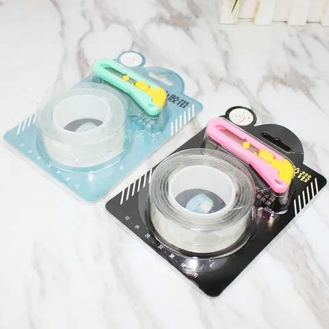 Nano Traceless Double Sided Magic Tape With Utility Knife Reusable Strong Sticky Removable Resin Adhesive Mounting Tape
