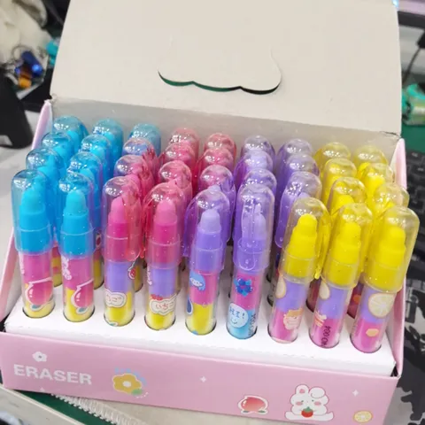 Cute Cartoon Building Blocks Eraser Creative Detachable Multicolor Sectioned Pen Shape Erasers School Learning Supplies For Kids