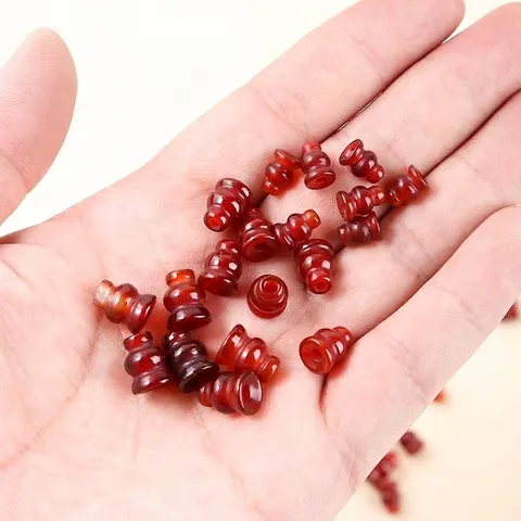 Natural Red Agate Three-way Gourd Head Loose Beads For DIY Jewelry Making Ethnic Style Buddhist Bracelet Necklace Findings