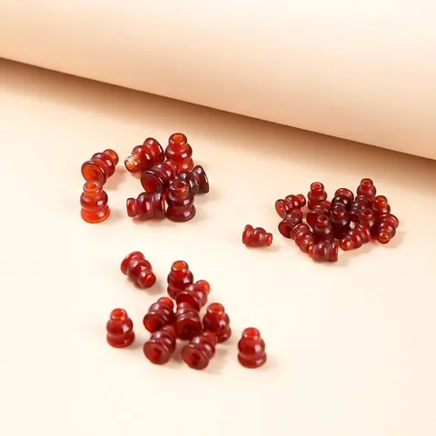 Natural Red Agate Three-way Gourd Head Loose Beads For DIY Jewelry Making Ethnic Style Buddhist Bracelet Necklace Findings
