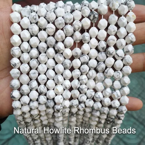 Natural Stone Rhombus Diamond Cut Loose Beads For DIY Jewelry Making Bracelet Necklace Handcraft Polished Gemstone Strand