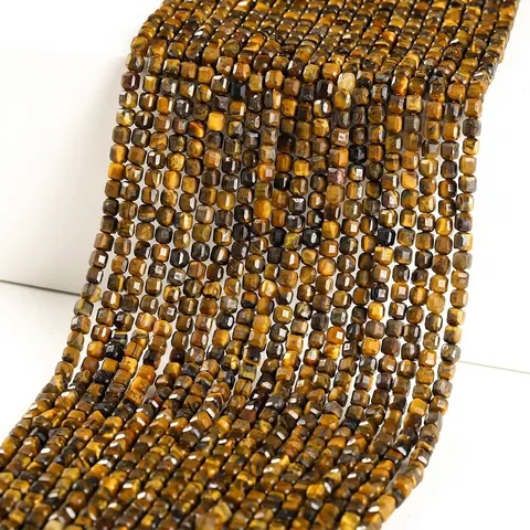 Natural Yellow Tiger Eye Stone Cube Loose Beads Square Tiger Eye Gemstone Beads For DIY Jewelry Making Bracelet Findings