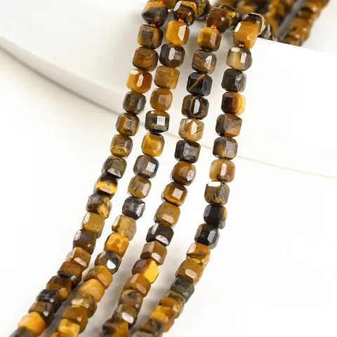 Natural Yellow Tiger Eye Stone Cube Loose Beads Square Tiger Eye Gemstone Beads For DIY Jewelry Making Bracelet Findings