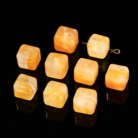 Natural Hematoid Smoky Quartz Cube Beads Polished Square Loose Gemstone Beads For DIY Necklace Jewelry Making Accessories