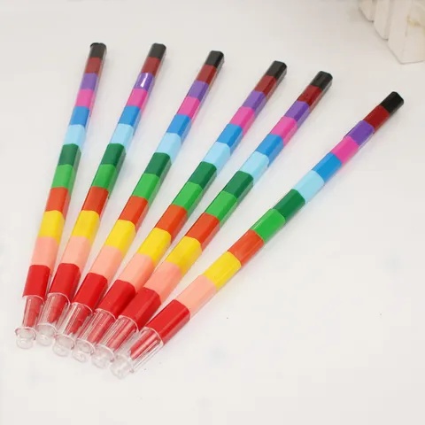 Pastelli a Blocchi Impilabili Multicolore per Bambini Creativi Quadrati in Cera Regalo per Studenti