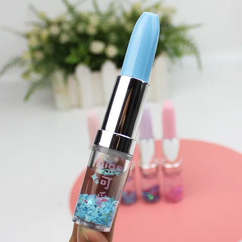 Lindo Bolígrafo de Gel en Forma de Lápiz Labial Multicolor Arena Movediza Líquida Estrella Lentejuelas Bolígrafo de Escritura Creativa Adorable Papelería Escuela Oficina Tinta Negra Para Estudiantes Niñas
