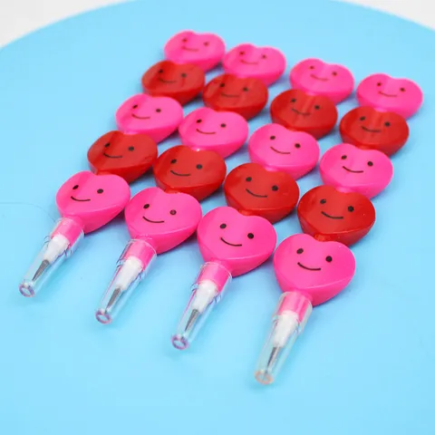 Cute Cartoon Heart Smiley Face Non-Sharpening Pencil Plastic Stackable Building Block Pencil For Student Writing School Supplies Reward