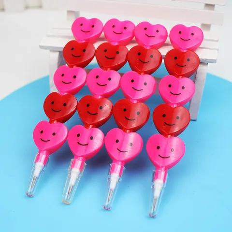Cute Cartoon Heart Smiley Face Non-Sharpening Pencil Plastic Stackable Building Block Pencil For Student Writing School Supplies Reward