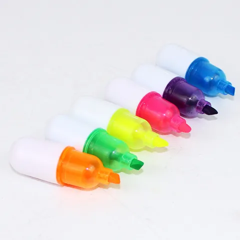 Cute Plastic Pill Shaped Highlighter Colorful Stationery Marking Pens Miniature Cartoon Design Chisel Tip Marker Pen Gift For Students School Office Daily Use