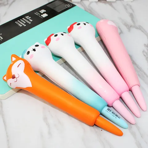 Cute Cartoon Animal Slow Rebound Gel Pen Soft Squishy Stress Relief Writing Pen For School Office Students Creative Stationary