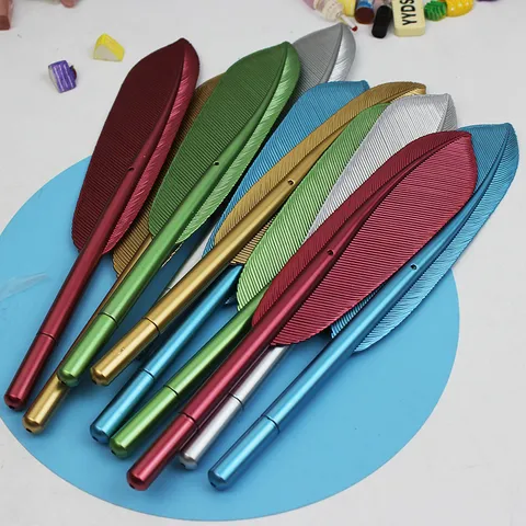 Kreativer Gelschreiber in Federform Kunststoff Süßer Neutraler Tintenroller Metallic Textur Schreibwaren Für Büro Schule Studenten