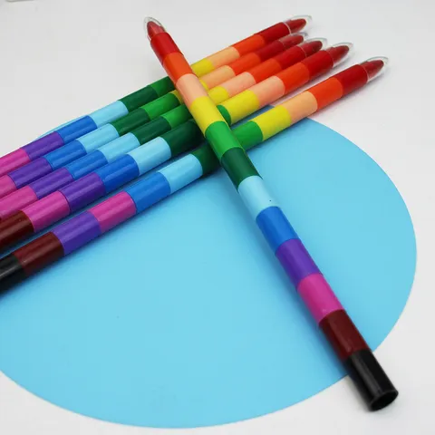 Kreative Baustein Spleißen Wachsmalstifte Mehrfarbig Runde Wachs Pastell Öl Zeichenstift Für Kinder Schüler Schule Schreibwaren Preis Geschenk Grosshandel