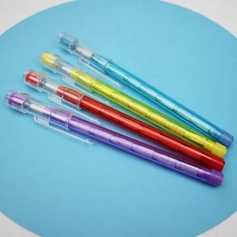 Creative Stacking Pencils Non Sharpening Multi Section HB Plastic Pop A Point Pencil With Eraser Kids School Stationery