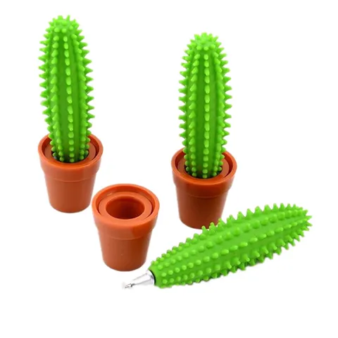 Creative Cactus Shaped Ballpoint Pen With Potted Base Cute Desktop Decoration Stationery Office School Supplies Gift