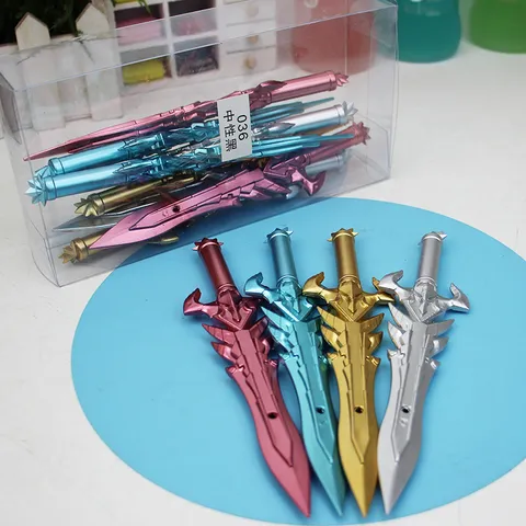 Creative Sword Shaped Gel Pen Retro Weapon Style Black Ink 0.5mm Tip Novelty Writing Pen For Office School Students Gift