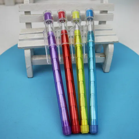 Creative Stacking Pencils Non Sharpening Multi Section HB Plastic Pop A Point Pencil With Eraser Kids School Stationery