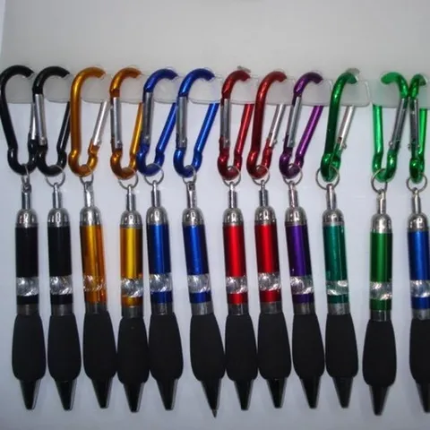 Portable Carabiner Keychain Ballpoint Pen Multi Color Functional Retractable Writing Tool With Metal Hook Key Ring For Outdoor Office Student