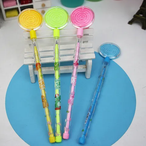Creative Non Sharpening Stacking Pencil Cartoon Plastic Bullet Pencil With Round Maze Top Toy For Kids Writing
