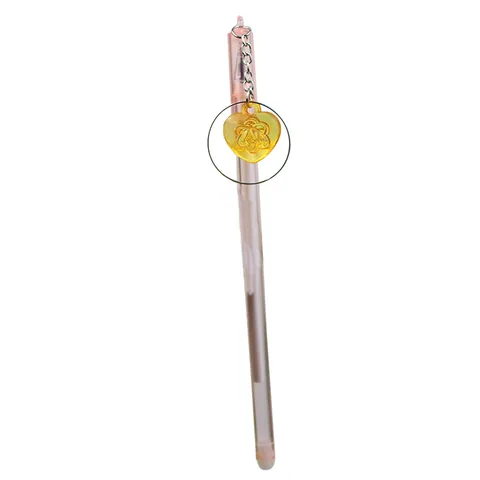 Cute Creative Wind Chime Pendant Gel Pen Plastic Clear Barrel Heart Shape Hanging Chain Stationary Sign Pen For Student Office Daily Writing