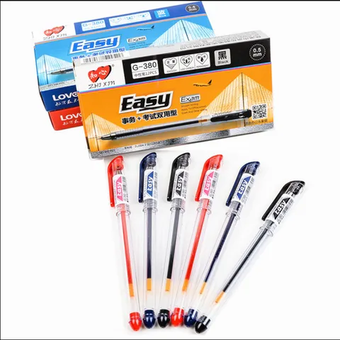 Black Ink Gel Pen Needle Tip Office School Writing Stationery Business Signature Pen Smooth Transparent Plastic Body Pen