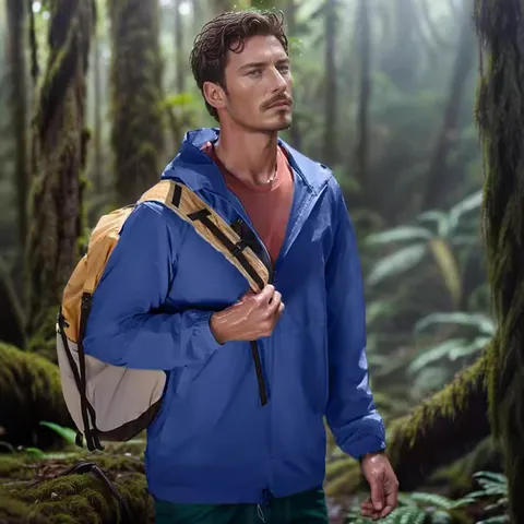 Men's Hooded Sun Protection Jacket Lightweight Windbreaker Sport Style Zipper Outdoor Printed Polyester Casual Jacket For Men