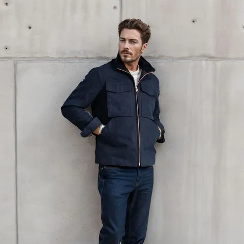 Giacca da Uomo Cargo Casual Colletto a Revers Multi Tasca Lavoro Abbigliamento Esterno Classico Tinta Unita Cerniera Top Giubbotto per Autunno