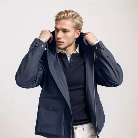 Herren Mode Kapuzenjacke Polyester Britischer Stil Casual Outdoor Winddichter Mantel Mit Utility-Taschen Urban Lockerer Schnitt Top