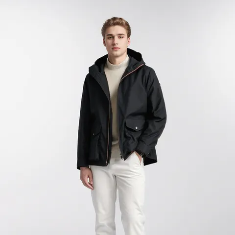 Herren Mode Kapuzenjacke Polyester Britischer Stil Casual Outdoor Winddichter Mantel Mit Utility-Taschen Urban Lockerer Schnitt Top