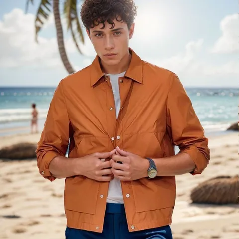 Chaqueta Casual de Poliéster para Hombre Color Sólido Cuello de Solapa Chaqueta de Camisa Primavera Otoño Top de Manga Larga