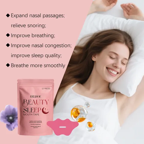 EELHOE Sleep Mouth Tape Anti Snoring Sleep Patch 12Pcs Herbal Essence Aloe Vera Vitamin E Lavender Night Breathing Correction Patch
