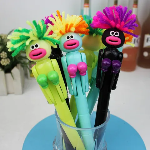 Διασκεδαστικό Στυλό Πυγμαχίας Κινουμένων Σχεδίων Με Κατσαρά Μαλλιά Διαδραστικό Στυλό Ανακούφισης από το Στρες για Παιδιά Μαθητές Σχολικά Είδη Γραφείου