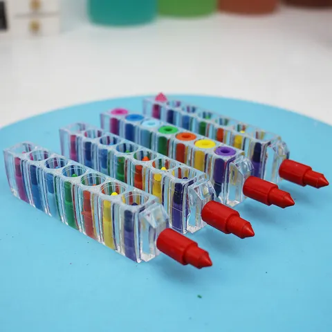 Creative 8 Colors Harmonica Shape Stackable Crayons Bullet Head Oil Pastels For Kids Student Drawing Art Supplies Gift