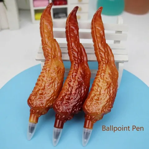 Bolígrafo Creativo con Forma de Alita de Pollo Asado Tinta Negra Punta de Bala 0.7mm Papelería de Novedad Regalo Escritura