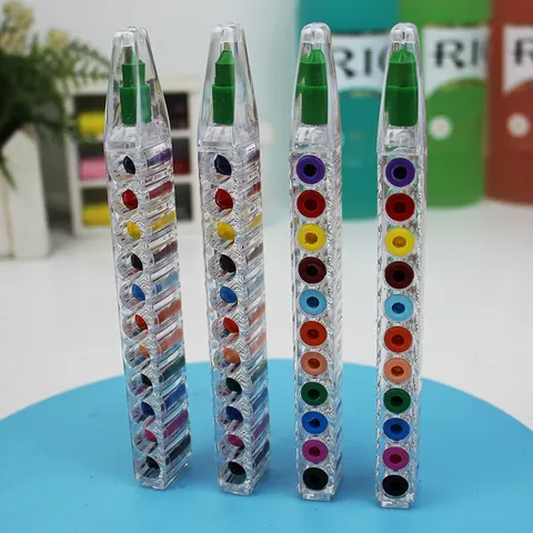 Creative Harmonica Shape Colors Crayons Stackable Bullet Tip Pastel Painting Drawing Crayons Set for Kids School Stationery