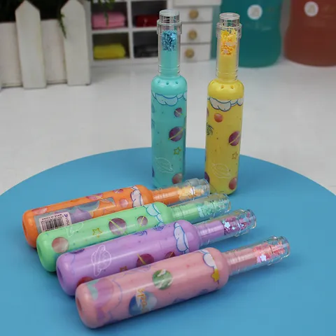 Cute Wine Bottle Plastic Highlighter Pen Pastel Color Chisel Tip Marker Pens Glitter Star Space Planet Textmarker School Office Supplies