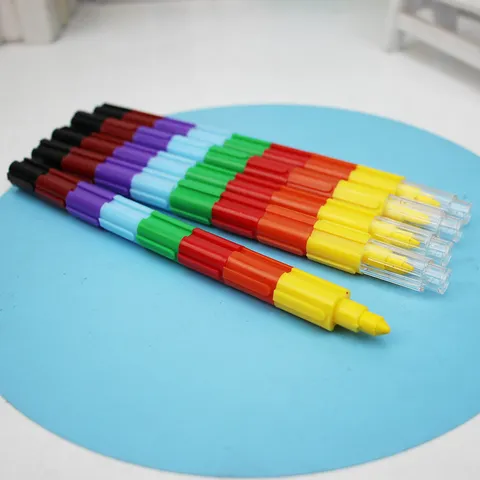 Creative Building Block Assembled Crayons Stackable Multicolor Oil Pastels For Students Kids Art Supplies Painting Pens