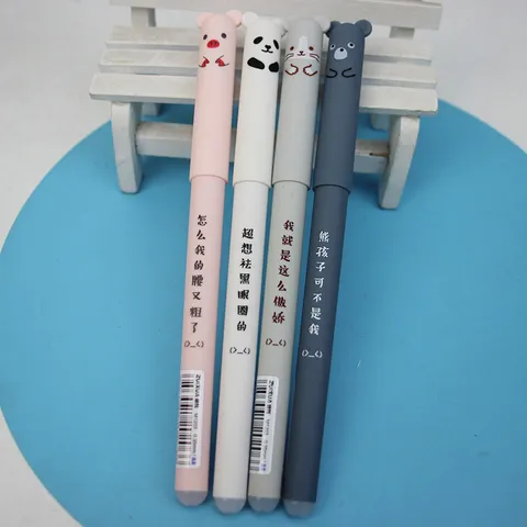 Cartoon Bear Erasable Gel Pen Thermal Sensitive Crystal Blue Ink Writing Pens For School Office Students Stationery