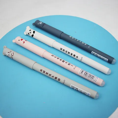 Cartoon Bear Erasable Gel Pen Thermal Sensitive Crystal Blue Ink Writing Pens For School Office Students Stationery