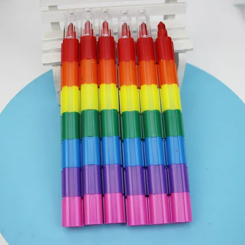 Creative Assembled Stackable Crayon Colorful Wax Pastel Art Drawing Stationery For Students School Kids
