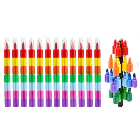 Creative Assembled Stackable Crayon Colorful Wax Pastel Art Drawing Stationery For Students School Kids