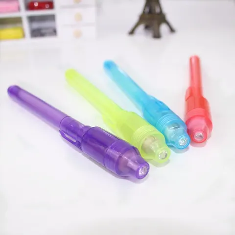 Plastic UV Invisible Ink Pen LED Light Magic Banknote Checking Fluorescent Pen Office School Stationery Writing Pen