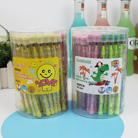 Cute Cartoon Push Pull Bullet Pencil Non Sharpening Stackable Multi Point Pencil