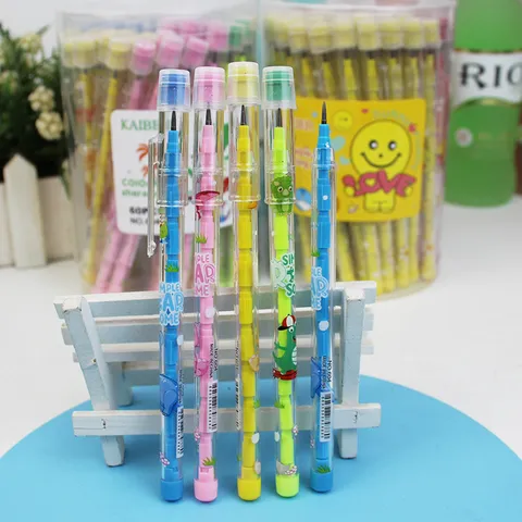 Cute Cartoon Push Pull Bullet Pencil Non Sharpening Stackable Multi Point Pencil