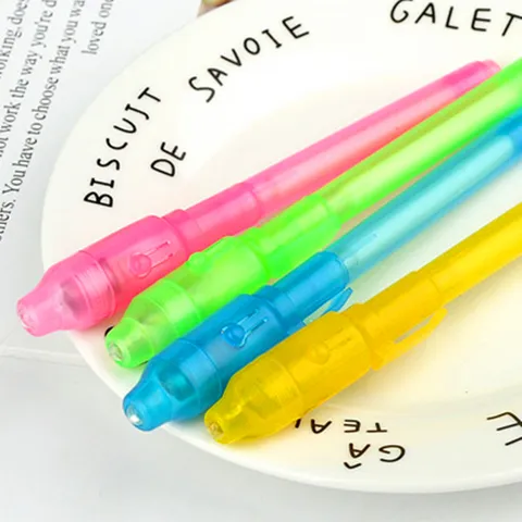 Plastic UV Invisible Ink Pen LED Light Magic Banknote Checking Fluorescent Pen Office School Stationery Writing Pen